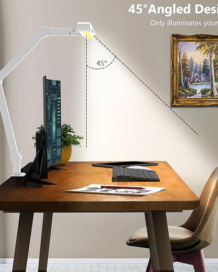Micomlan 3000 Lumen Super Bright Led Desk Lamp for Home Office, 47Inches Long Architect Desk Lamp with Clamp, Dimmable Table Light with Adjustable Monitor Light Bar Tall Office Lighting for Computer