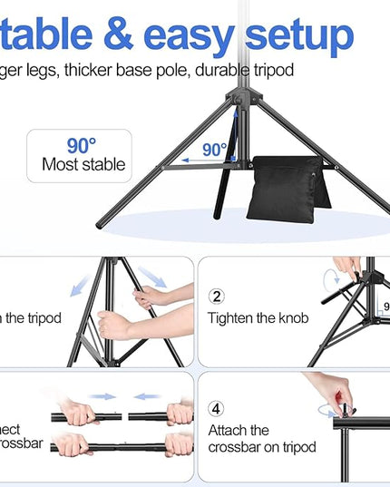 EMART Backdrop Stand 10x7.8ft(WxH) Photo Studio Adjustable Background Stand Support kit with 2 Crossbars, 8 Clamps, 2 Sandbags and Carry Bag for Parties, Events Decoration, Wedding, Photography