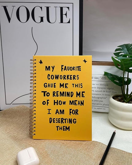 NeatNiche Spiral Notebooks For Work- Hardcover Gold coil-bound Journal Dairy For Women, 5.8"x8.3",Funny Going Away Gifts For Coworkers,Sarcastic Farewell Gifts,Coworker Leaving Gift,New Job Or Birthday Gift (Yellow)