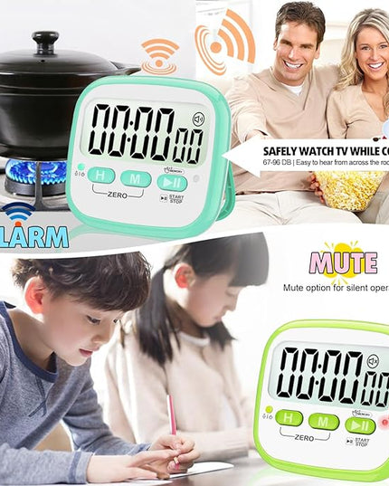 Antonki 2 Pack Classroom Timers for Kids Teachers, Magnetic Countdown Digital Kitchen Timer for Cooking, Study, Exercise, Games, Time Mangement - Loud/Silent Mode - Battery Included