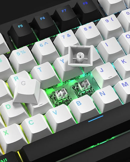 XVX White and Black Keycaps, Shine Through PBT Keycaps Cherry Profile, Custom Key caps Doubleshot 124 Keys Set, Universal Compatiability for 60%, 65%, 75%, 100% Keyboard