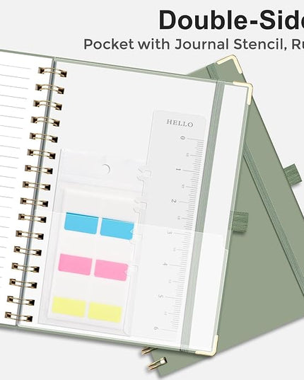 EMSHOI Meeting Notebook for Work - A5 Half Meeting Half Note Planner, 140 Pages, 100GSM Thick Paper, Hardcover, Project Organizer for Women Men Office, Business, Note Taking, 6"x8.3" - Green