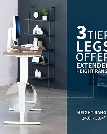 VIVO Electric 60 x 24 in Dual Motor Sit Stand Desk, Memory Height Adjustment, 2B Series, Rustic Vintage Brown Top White Frame, DESK-KIT-2W6N