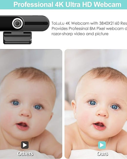 UHD 4K Webcam with Microphone: 8MP USB Computer Web Camera with Privacy Shutter and Tripod, External Webcam Pro Streaming Webcams PC Cam w/Mic Noise Reduction for Winsdows Mac OS Desktop Laptop