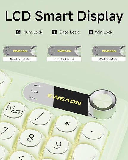 V102 Wired Keyboard, 98 Keys Creamy Gaming Keyboard with Number Pad, Display Screen & Media Knob RGB Silent Wired Cute Computer Keyboard for Laptop PC Gamer - Green