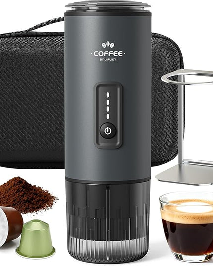 Portable Coffee Maker, 3 in 1 Electric Espresso Machine Set, Rechargeable Self-Heating Brewer with Carrying Bag and Coffee Stand for Office Camping, Hiking