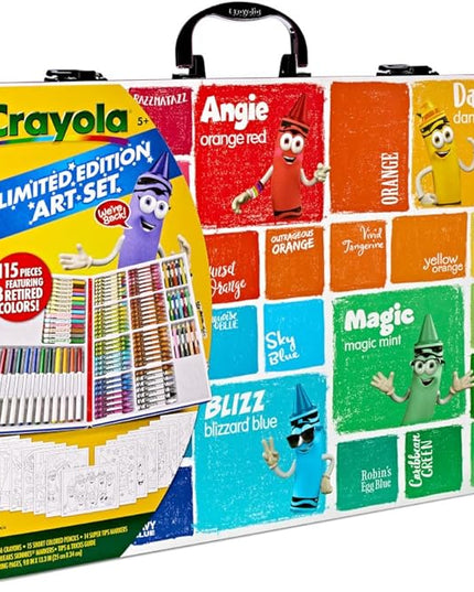 Crayola Limited Edition Coloring Set (115pcs), Kids Drawing Supplies Kit with Crayons, Markers & Colored Pencils, Birthday, Holiday & Christmas Gift for Kids, 5+