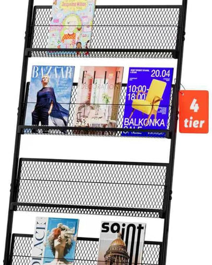 Yinghao Floor Standing Magazine Rack, 4 Layer Iron Magazine Rack Floor, Suitable for the Display of Brochures or Documents in Exhibitions, Shopping Malls, Hospitals, Offices