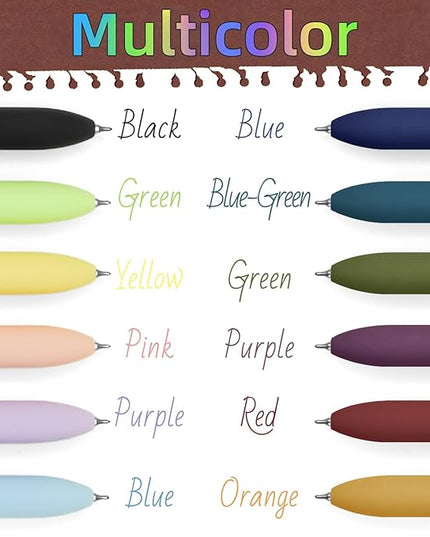 UIXJODO Colored Pens, 12 Pcs Colorful Pens Fine Point Smooth Writing Pen, 0.5mm Colored Ink Gel Pen for Journaling Note Taking, School Supplies Gifts for Women (12 Pcs Gold Vibrant and Vintage)