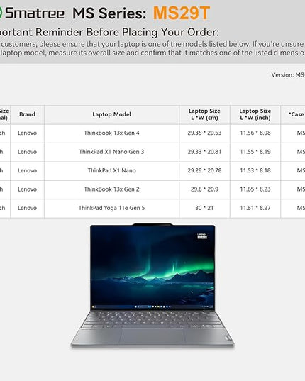 Smatree MS29T Hard EVA Protective Sleeve with Stand Compatible for 11.6 inch Lenovo ThinkPad Yoga 11e Gen 5, for 13 inch Lenovo ThinkPad X1 Nano Gen 3/1, for 13inch ThinkBook 13x Gen4/2 Laptop