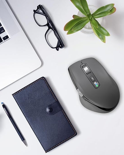 INFINMIND Wireless Side Scroll Mouse with Multi-Device, Ergonomic Computer Mice with Smart Flying Scroll, Quiet Click for Computer, Laptop, iPad, Tablet, MacBook (Grey)