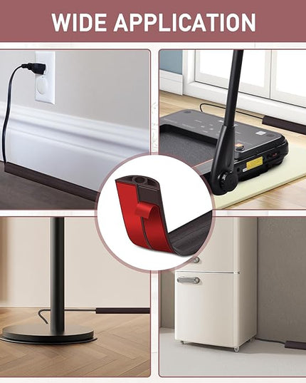 Floor Cord Cover Self Adhesive Cord Hider Floor Extension Cord Covers for Floor Power Cord Protector Cable Management Prevent Cable Trips Cable Cavity 0.32" W x 0.32" H (Dark Walnut, 10Ft)