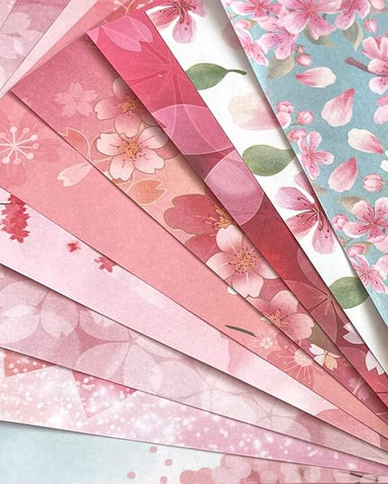 Origami 6x6 Paper Kit 50 Sheets 12 Vivid Colors Double Sided Printed Traditional Patterns Square for Arts Crafts Projects, Japanese Sakuras Flowers Chiyo