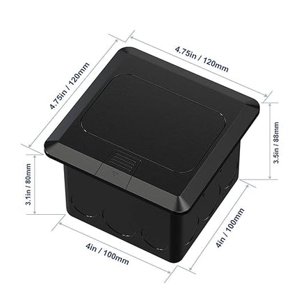 KYHSHJ Pop Up Floor Electrical Outlet Box Kit，20 Amp Stainless Steel TR Tamper-Resistant Duplex Receptacle Outlet， Corrosive Resistant Hardware，ETL Listed, Black