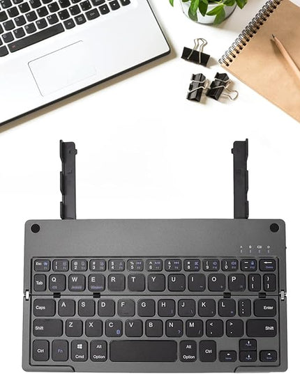 Vvikizy Foldable Laptop Keyboard, Portable Wireless BT Keyboard with 140mAh Battery and Phone Holder, for iOS Tablets Laptops