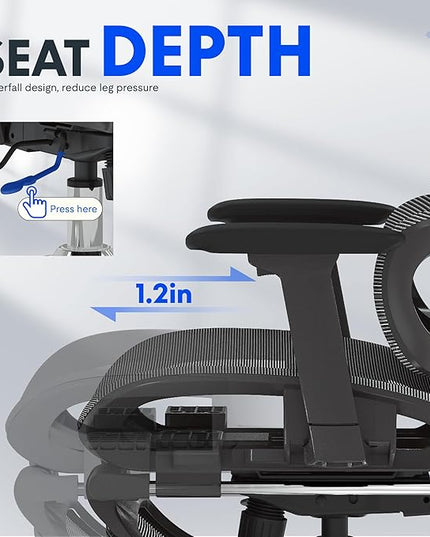 FLEXISPOT ErgoX Premium Ergonomic Office Chair with Footrest- Adjustable 3D Armrests, Dynamic Lumbar Support, Recline & Tilt Function, Mesh Seat, for Home & Office Use,Dark Grey