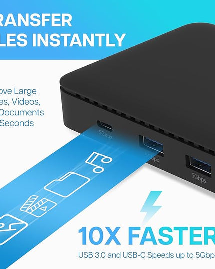 VisionTek VT4600DL Universal Dual 4K Docking Station 100W Charging (USB-A, USB-C)