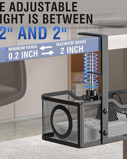 Under Desk Cable Management Tray - GZOKMOG No Drill Cord Organizer with Clamp, Workspace Organizers for Cords, Metal Mesh Wire Management for Home and Office, 1 Pack Black, 13.38 inch