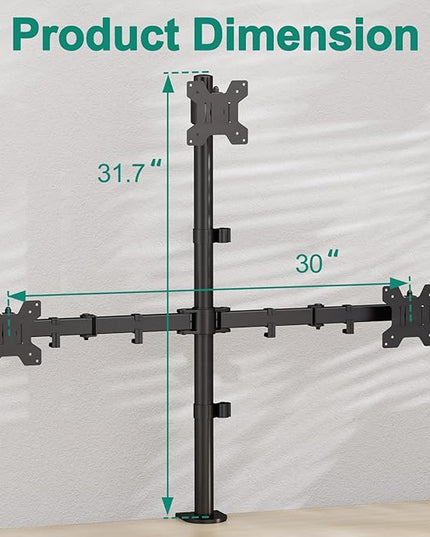 Triple Monitor Stand, Desk Mount for Three Screens up to 32 Inch, Stacked Monitor Arm for 3 Monitors Max 17.6lbs per Arm, Height Adjustable, Tilt, Swivel VESA Mount 75/100x100mm