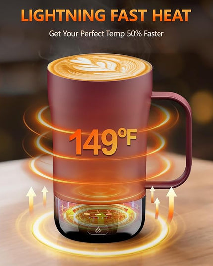 Self-Heating Coffee Mug, 14oz Heated Coffee Mug - Rechargeable Temperature Control Coffee Mug Keep Coffee Hot, Smart Mug Great Gift for Coffee Lovers & Slow Sippers