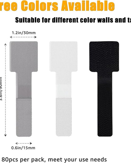 80PCS Hook and Loop Cable Straps, Cable Management Under Desk, Self Adhesive Cable Ties, Reusable Wire Organizers for Cords, Adjustable Cord Organizers for Desk, Home Office Essentials, Black