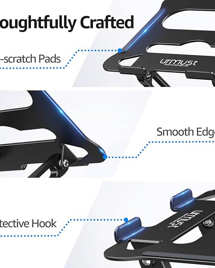 Urmust Laptop Notebook Stand Holder Adjustable Laptop Stand Portable Computer Riser Compatible with MacBook Air Pro HP Dell XPS Lenovo All Laptops 10-15.6"(Black)