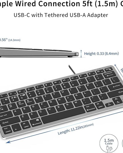 JKSML Wireless Keyboard with 78 Keys, Bluetooth and 2.4 GHz Wireless, Low Profile, Fluid Quiet Typing, 12 Programmable Keys, USB C Rechargeable, for Phone, Tablet, PC, Laptop, Smart TV - Black