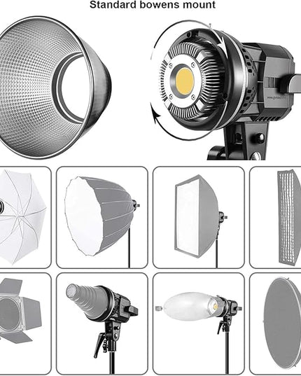 GVM 80W CRI97+ 5600K Dimmable LED Video Lights with Bowens Mount Kit Continuous Output Lighting Spotlight for YouTube Vlog Wedding Photography Shooting Light with Reflector