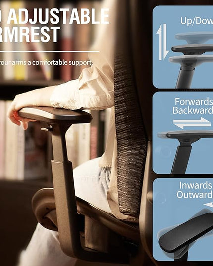 ELABEST Mesh Office Chair,Ergonomic Computer Desk Chair,Sturdy Task Chair- Adjustable Lumbar Support & Armrests,Tilt Function,Comfort Wide Seat,Swivel Home Office Chair (Black)