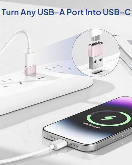 Elebase for Samsung Galaxy S25 Adapter,USB to USB C Adaptor 4Pack,Type C Female to A Male Cable Converter for Galaxy S24 S23 Plus Ultra FE,Z Fold Flip 7 6 5,A55 A54 A53 A52,Tab S10 S9 S8 A9 A8 A7 Lite