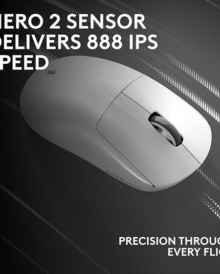 Logitech G PRO X Superlight 2 Wireless Gaming Mouse, 60g Pro-Grade with 5 Programmable Buttons, 44k DPI Sensor, 8kHz Report Rate, USB-C Charging for PC/Mac - White