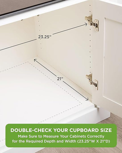 HOLDN’ STORAGE Bamboo Wooden Pull out Cabinet Organizer. 22" W x 21" D - Requires At Least a 23.25" W x 21" D. Cabinet Opening. W/Lifetime Limited Warranty. Bamboo Tray and Heavy gauge metal rails
