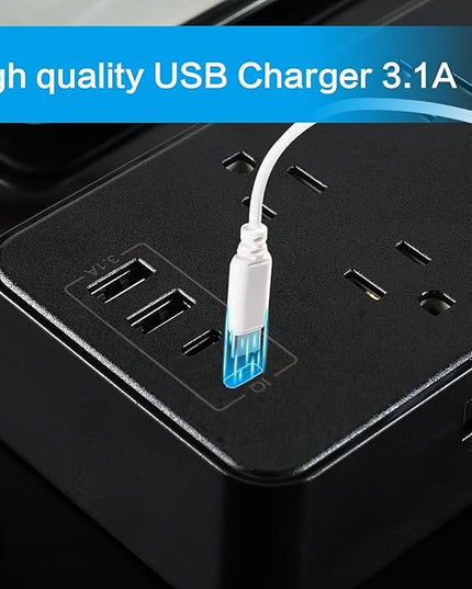 10FT Power Strip Extension Cord Surge Protector with 8 Outlets and 2 USB & 2 USB-C Port(5V 3.1A),Bold Extension Cord with Fuse Surge Protected Power Strip for Home Office (Black)