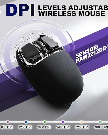 YUNZll C1 Silicone Wireless Mouse, Tri-Mode 2.4G/USB-C/Bluetooth Mouse, 4800 DPl Optical Tracking, 6 Adjustment Levels,Customize Mice for Laptop, Computer, iPad, MacBook (Black Silver)