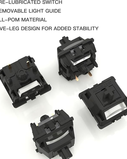 Gateron Ghost Pro Switches for Mechanical Gaming Keyboard,5-Pin 50gf RGB SMD Dual-Stage Spring Pre-Lubed Full POM Linear Switches(45PCS)