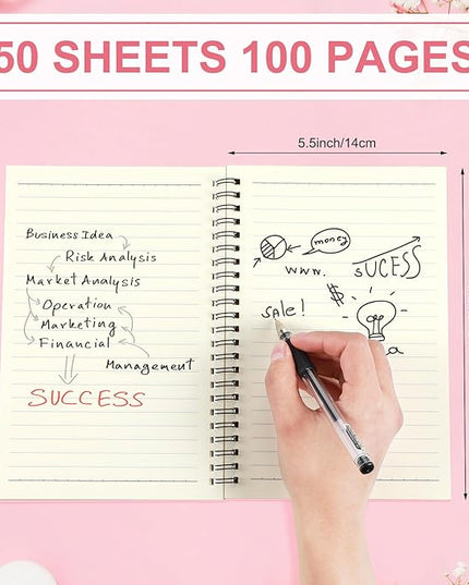 Yahenda 18 Pcs Spiral Notebook Bulk A5 Journal Lined 8.3'' x 5.5'' Writing Composition Paper Small Notepad Subject Notebook for Students Office Business Back to School Supplies (Pink)