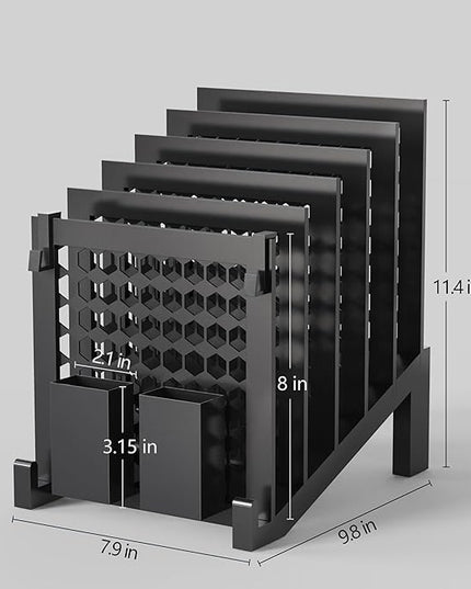 File Organizer for Desk with Storage Box & Hook, Inclined Desk File Organizer with 5-Section Vertical File Holder suitable for Home Office Document Organization（Black）