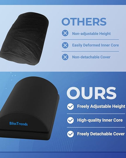 BlissTrends Foot Rest for Under Desk at Work-Versatile Foot Stool with Washable Cover-Comfortable Footrest with 2 Adjustable Heights for Car,Home and Office to Relieve Back,Lumbar,Knee Pain-Black
