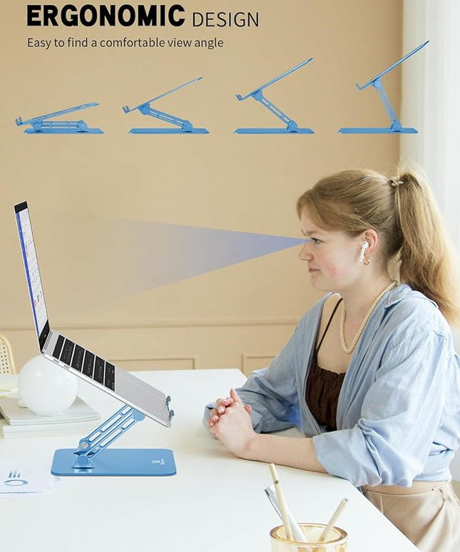 Laptop Stand, Ergonomic Adjustable Computer Stand for Collaborative Work, Foldable and Portable Heat Sink Computer Stands, Fits up to 15.6-inch Laptops (Dark Blue)