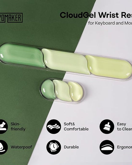 EPOMAKER CloudGel Wrist Rest for Keyboard and Mouse, 2 Pieces Silicone Wrist Support, Anti-Slip Rubber Bottom, Ergonomic Design, Suitable for Office/Computer/Laptop/Gaming (Green)