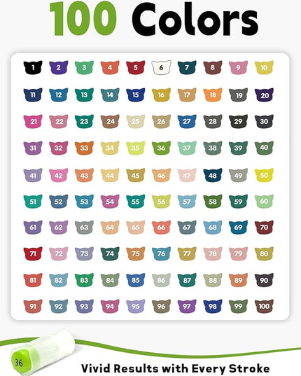 YHC 100 Colors Acrylic Paint Pens with Free App, Dual Tip Acrylic Paint Markers with Brush Tip and Fine Tip for Adults, Kids, Eggs, Wood, Rock, Canvas, Plastic, Stone, Glass, Ceramic