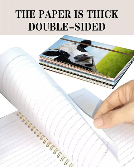 Spiral Journal Notebook, A5 Cute Notebooks for Women Men, College Ruled Hardcover Notebook for Work & Note Taking, 60 Pages Double-Wire Journals for Writing, Funny Cow
