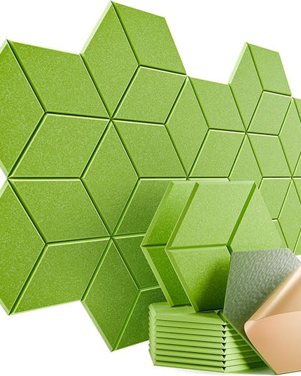 12 Pack Self-Adhesive Acoustic Panels 12" X 10" X 0.4" - Sound Proof Foam Panels with High Density, Y-Lined Design, Flame Resistant, Absorb Noise and Eliminate Echoes(Olive Drab)