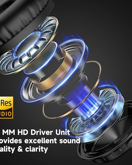 OneOdio Bluetooth Over Ear Headphones, 110 Hrs Wireless/Wired Stereo Sound Foldable Headsets with Deep Bass 50mm Neodymium Drivers for PC/Phone/Tablet - Studio Wireless Pro C, Red