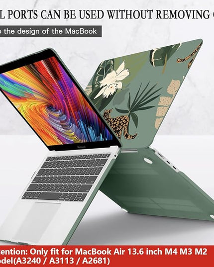 CISSOOK for MacBook Air 13.6 Inch Case 2024 2025 Model A3240 A3113 A2681, Panther Leopard Midnight Green Cover with Keyboard Cover for MacBook Air 13.6 M2 M3 M4 - Leopard
