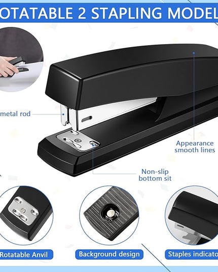 Queekay Office Stapler Set Desk Accessory Kit 16 Pieces Desk Staplers Tape Dispenser Sets Pop up Notes Pop up Sticky Notes Desktop Tape Dispenser 2000 Pcs 24/6 Staples