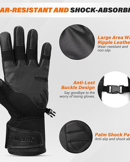 Dr.Warm Heated Gloves for Men Women,Rechargeable Battery Heated Work Gloves with Touchscreen Anti-Slip,Thin Thermal Hand Warmer for Outdoor Riding Cycling Running
