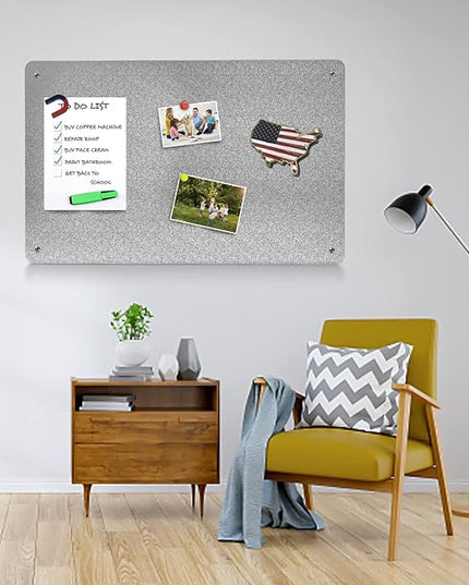 2Pack Magnetic Board,17.1" x 11.8" Magnet Display,for Magnets and Bulletin Board,Suitable for Wall, Refrigerator, Compartment, Cabinet etc,Comes with Dual Lock Tape for Easy Hanging (silver1
