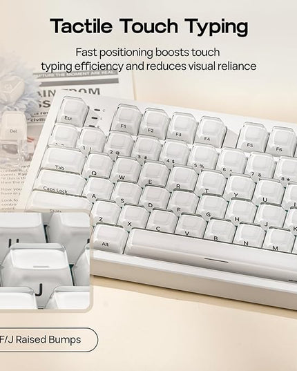 EPOMAKER Lusterfly Jelly Keycaps Set - 123 Keys Double-Shot Laser Engraved, MDA Profile, ABS+PC, Non-Shine-Through, MX-Compatible for 61/68/84/87/98/100/104-Key Mechanical Keyboard (White)