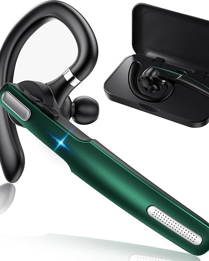 ICOMTOFIT Bluetooth Headset, Wireless Bluetooth Earpiece V5.0 Hands-Free Earphones with Built-in Mic for Driving/Business/Office, Compatible with iPhone and Android (Green)